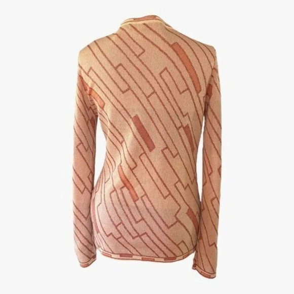 70s Vintage Camela International Pink Sparkle Mod Abstract Knit Cardigan Size M - Picture 5 of 11